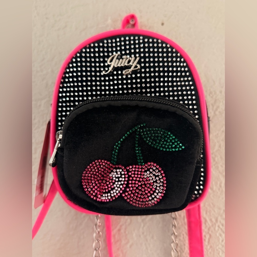 Juicy Couture Mini Backpack Purse Cherry Rhinestone Design Viral TikTok Bag
